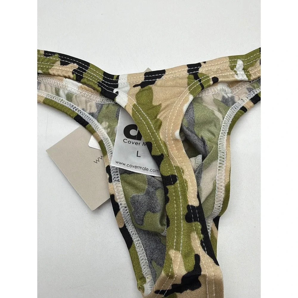 Cover Male Mens Camouflage Pouch Enhancing Thong Underwear Green Size L 202